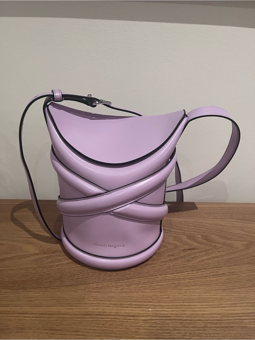 Alexander McQueen Lavender Leather Sculptural Bucket Bag